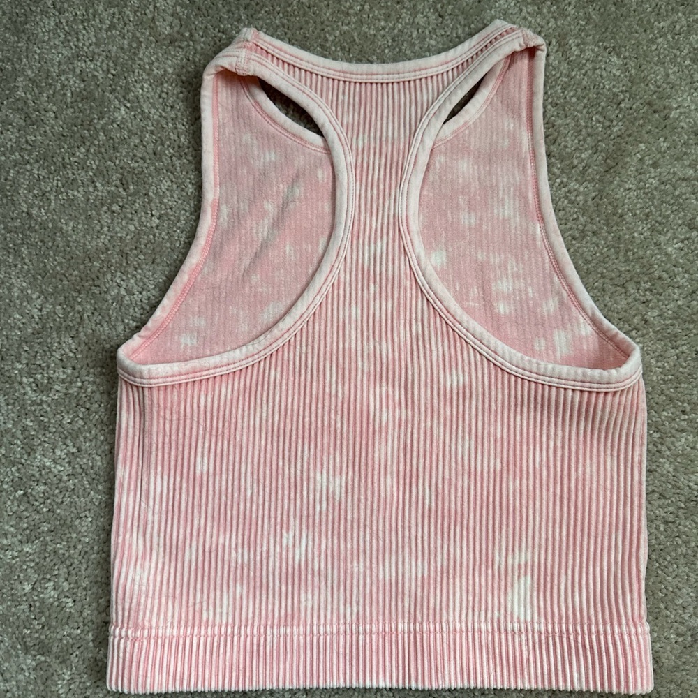 Pink Ribbed Active Women’s Tank Top - Picture 2 of 3